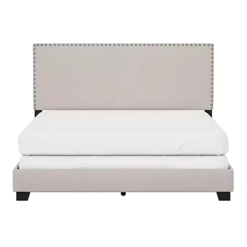 Kirklands Home Beds & Headboards|Fog Upholstered Nailhead Trim Queen Bed Gray