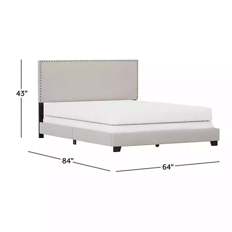 Kirklands Home Beds & Headboards|Fog Upholstered Nailhead Trim Queen Bed Gray
