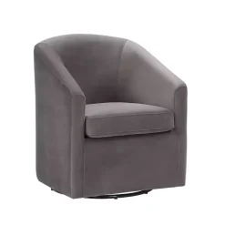 Kirklands Home Accent Chairs|Fog Velvet Swivel Barrel Accent Chair Gray