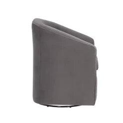 Kirklands Home Accent Chairs|Fog Velvet Swivel Barrel Accent Chair Gray