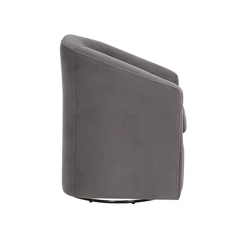 Kirklands Home Accent Chairs|Fog Velvet Swivel Barrel Accent Chair Gray