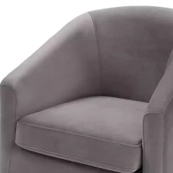Kirklands Home Accent Chairs|Fog Velvet Swivel Barrel Accent Chair Gray