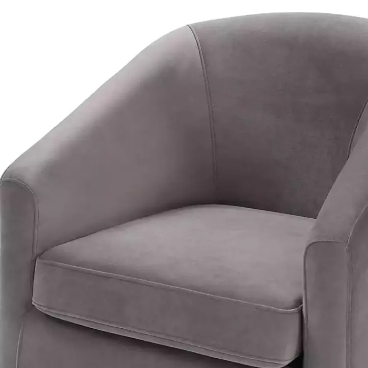 Kirklands Home Accent Chairs|Fog Velvet Swivel Barrel Accent Chair Gray