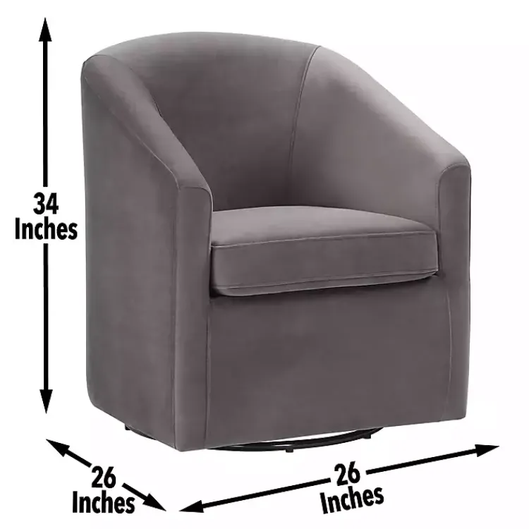 Kirklands Home Accent Chairs|Fog Velvet Swivel Barrel Accent Chair Gray