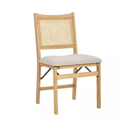 Kirklands Home Accent Chairs|Folding Rat Cane Back Cushioned Chair Tan