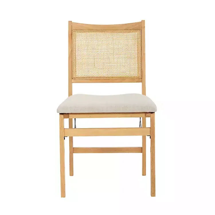 Kirklands Home Accent Chairs|Folding Rat Cane Back Cushioned Chair Tan