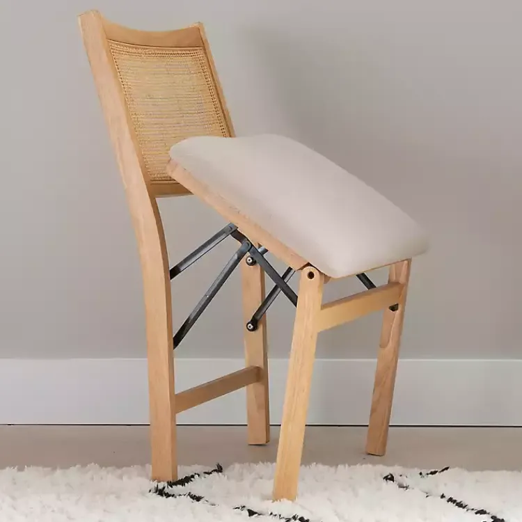 Kirklands Home Accent Chairs|Folding Rat Cane Back Cushioned Chair Tan