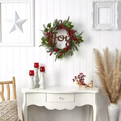 Hot Foliage and Red Berry Joy Wreath Christmas Wreaths