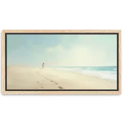 Kirklands Home Canvas Art|Footprints On The Sand Framed Canvas Art Print Multi