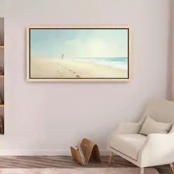 Kirklands Home Canvas Art|Footprints On The Sand Framed Canvas Art Print Multi