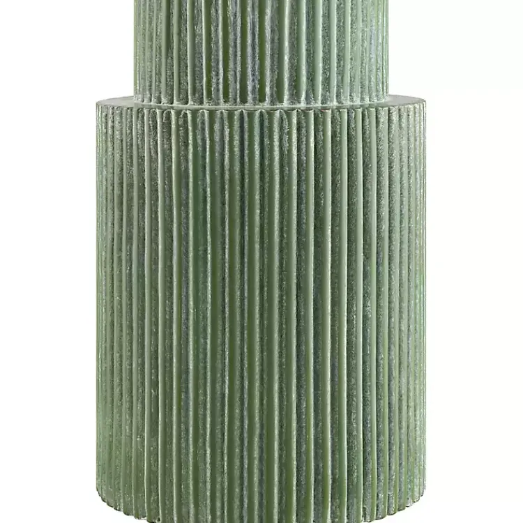 Kirklands Home Table Lamps|Forest Green Ribbed Table Lamp White