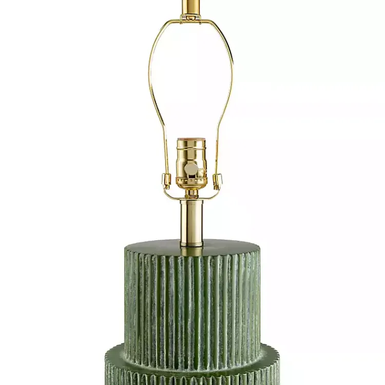 Kirklands Home Table Lamps|Forest Green Ribbed Table Lamp White
