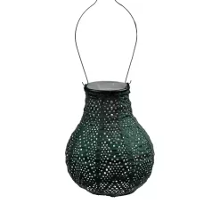 Kirklands Home Outdoor Lighting|Forest Ikat Bulb Hanging LED Outdoor Lantern Green