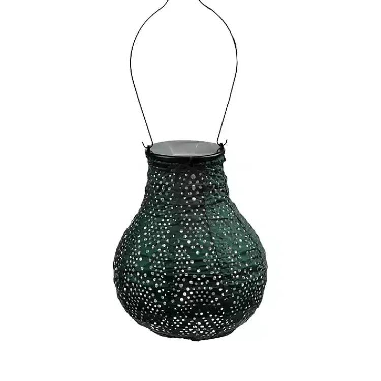 Kirklands Home Outdoor Lighting|Forest Ikat Bulb Hanging LED Outdoor Lantern Green