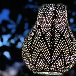 Kirklands Home Outdoor Lighting|Forest Ikat Bulb Hanging LED Outdoor Lantern Green