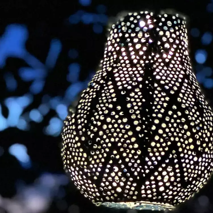 Kirklands Home Outdoor Lighting|Forest Ikat Bulb Hanging LED Outdoor Lantern Green