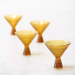 Kirklands Home Glassware & Drinkware|Fortessa Amber Jupiter Martini Glasses, Set of 4 Orange