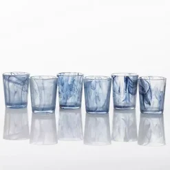 Kirklands Home Glassware & Drinkware|Fortessa Swirl Short Glasses, Set of 6 Blue