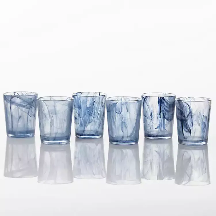 Kirklands Home Glassware & Drinkware|Fortessa Swirl Short Glasses, Set of 6 Blue