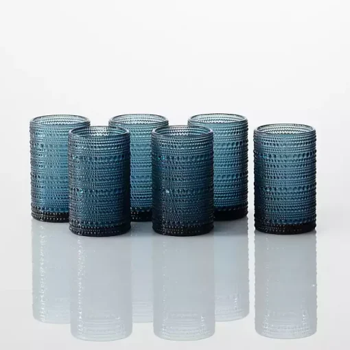 Kirklands Home Glassware & Drinkware|Fortessa Cornflower Bead Tall Glasses, Set of 6 Blue