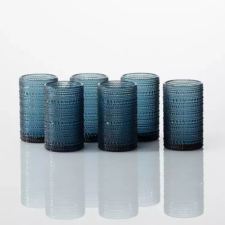 Kirklands Home Glassware & Drinkware|Fortessa Cornflower Bead Tall Glasses, Set of 6 Blue