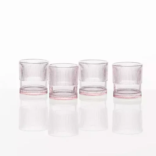 Kirklands Home Glassware & Drinkware|Fortessa NoHo Short Glasses, Set of 4 Pink
