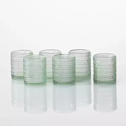 Kirklands Home Glassware & Drinkware|Fortessa Sage Bead Short Glasses, Set of 6 Green