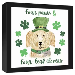 Four Paws and Clovers Framed Canvas Art Print St Patricks Day Decorations