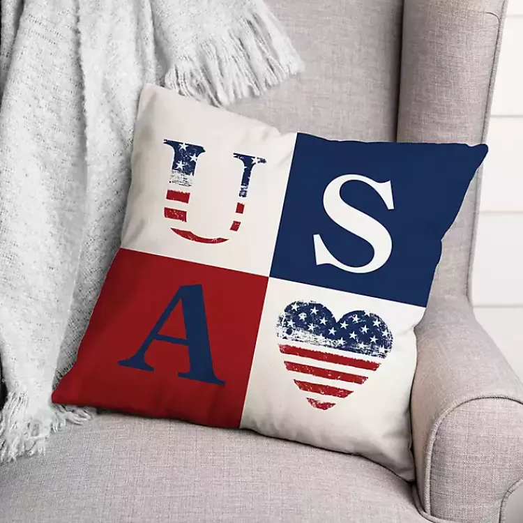 Kirklands Home Outdoor Cushions & Pillows|Fourth of July Rustic USA Indoor/Outdoor Pillow