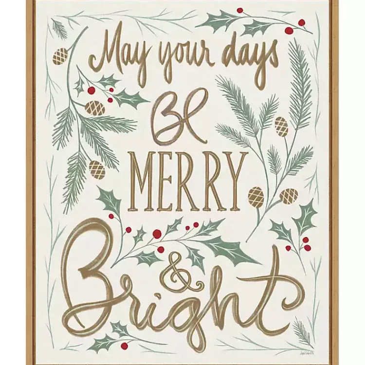 Hot Framed Merry and Bright Christmas Canvas Art Print Christmas Art & Wall Decor