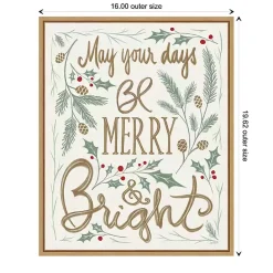 Hot Framed Merry and Bright Christmas Canvas Art Print Christmas Art & Wall Decor