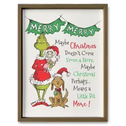 New Framed Merry Merry Christmas Grinch Wall Plaque Christmas Art & Wall Decor