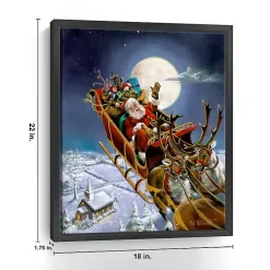 Discount Framed Santa on His Sleigh Giclee Canvas Art Print Christmas Art & Wall Decor