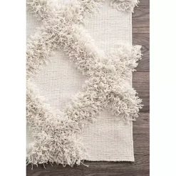 Kirklands Home Area Rugs|Francis Diamond Shaggy Area Rug, 4x6 White