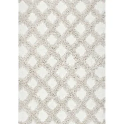 Kirklands Home Area Rugs|Francis Diamond Shaggy Area Rug, 6x9 White