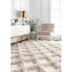 Kirklands Home Area Rugs|Francis Shaggy Diamond Trellis Area Rug, 5x8