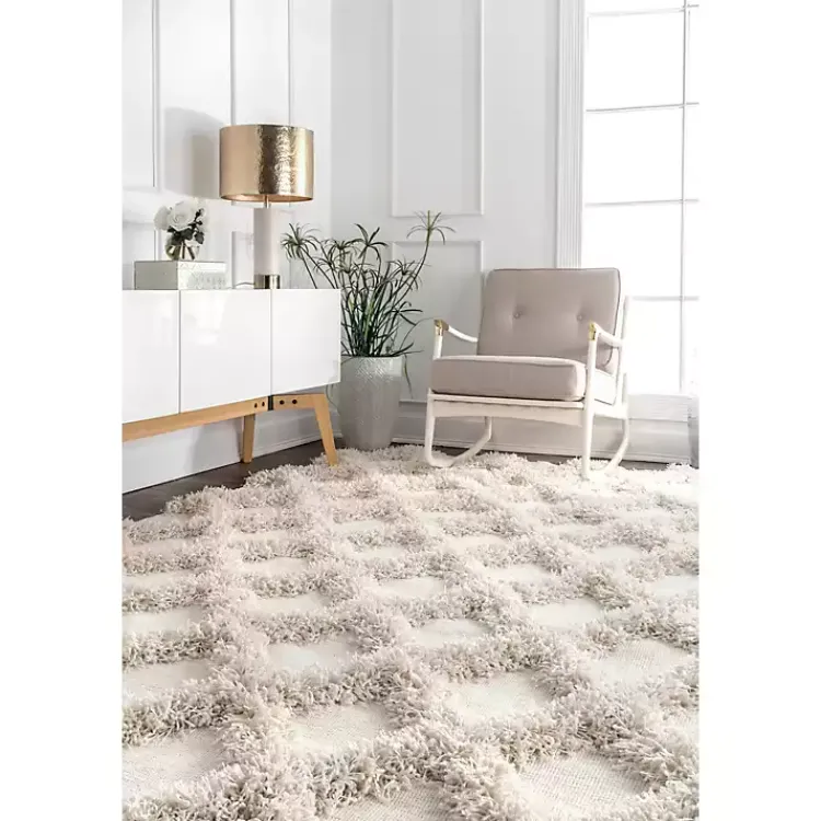 Kirklands Home Area Rugs|Francis Shaggy Diamond Trellis Area Rug, 5x8