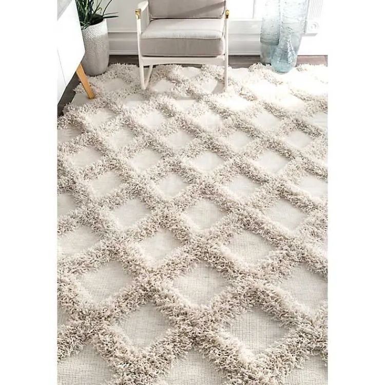 Kirklands Home Area Rugs|Francis Shaggy Diamond Trellis Area Rug, 5x8