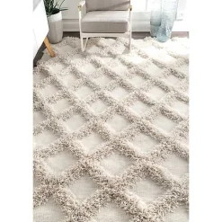 Kirklands Home Area Rugs|Francis Shaggy Diamond Trellis Area Rug, 7x9