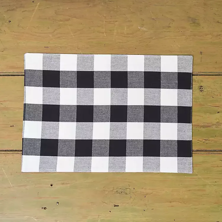 Kirklands Home Table Linens|Franklin Gingham Placemats, Set of 6 Black
