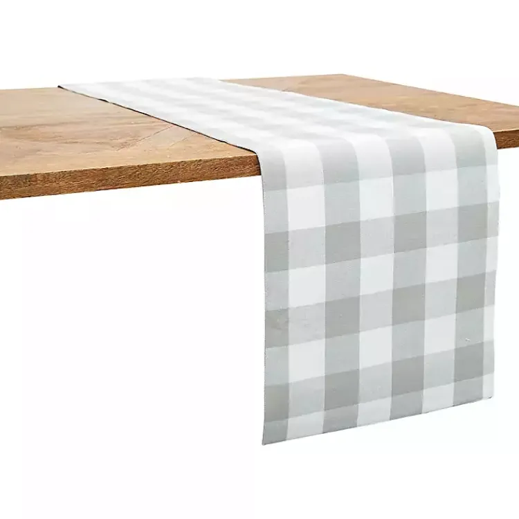 Kirklands Home Table Linens|Franklin Slate Gingham Table Runner Gray