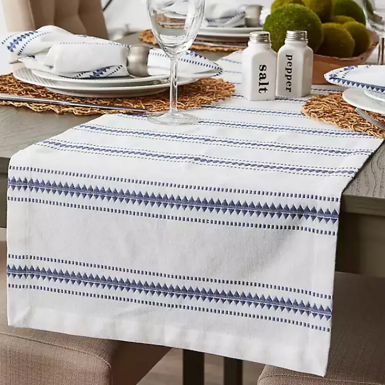 Kirklands Home Table Linens|French Zig Zag Stripe Table Runner, 72 in. Blue