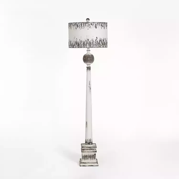Kirklands Home Floor Lamps|French Distressed White Floor Lamp