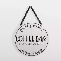 Kirklands Home Wall Quotes & Signs|Freshly Brewed Coffee Round Beaded Wall Plaque