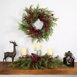 Outlet Frosted Berry and Crabapple Cedar and Pine Wreath Christmas Wreaths