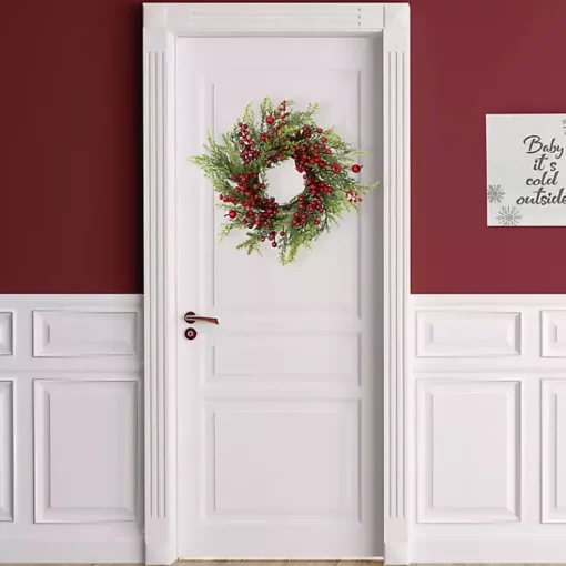 Outlet Frosted Berry and Crabapple Cedar and Pine Wreath Christmas Wreaths
