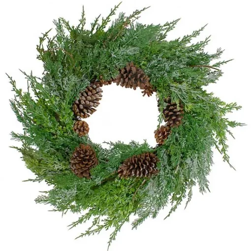 Hot Frosted Cedar Pinecone Wreath Christmas Wreaths