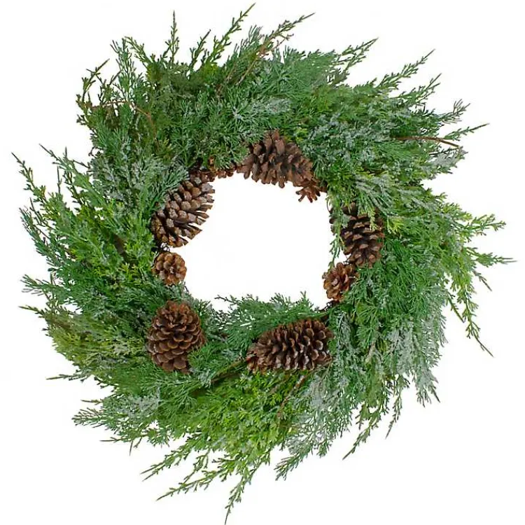 Hot Frosted Cedar Pinecone Wreath Christmas Wreaths
