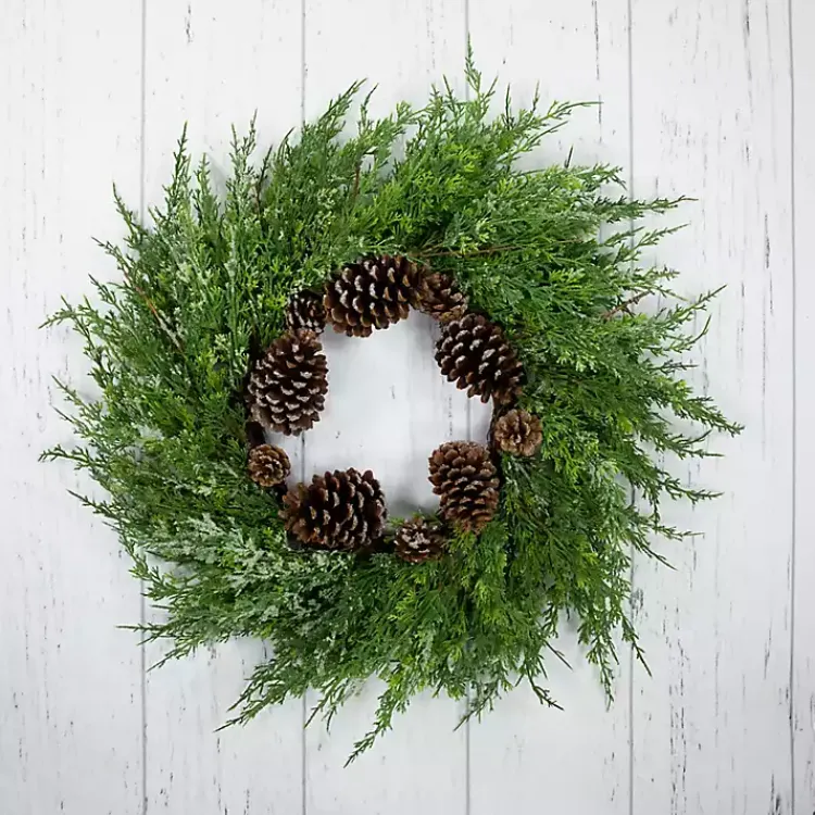 Hot Frosted Cedar Pinecone Wreath Christmas Wreaths
