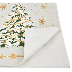 Kirklands Home Table Linens|Frosted Christmas Tree and Snowflakes Table Runner